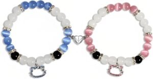 2 Pieces Natural Stone Crystal Bracelet Magnetic Bracelet for Couples Spiritual Jewellery for Best Friends